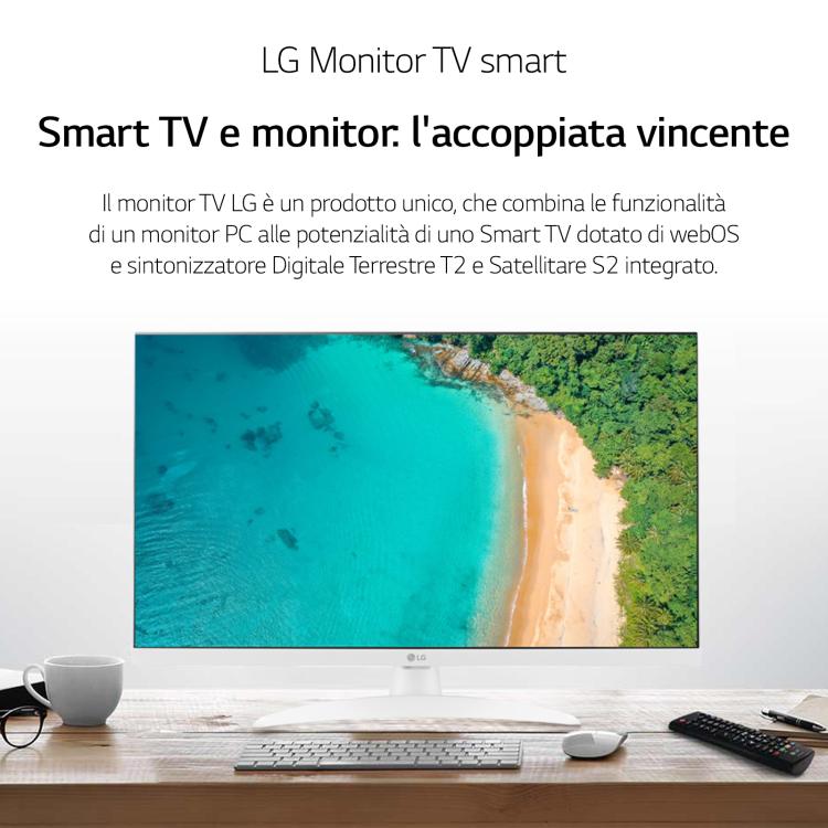 Lg Smart Tv 27" Led Full Hd Monitor 27Tq615S-Wz Bianco Dvb/T2/S2 Wi-Fi Fhd Ips