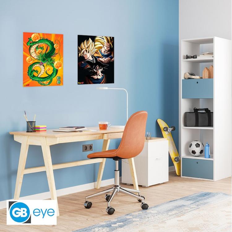 ABYSTYLE (DRAGON BALL Z) SET 2 CHIBI POSTER: "GOKU & SHENRON" (52X38) "GB EYE"