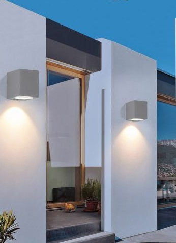 APPLIQUE PER ESTERNO LED LAMPADA GIARDINO ATTACCO GU10 MURO FARETTO IP65/GRIGIO