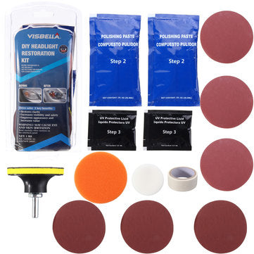 Kit Rigenerazione Ripristino Rinnova Lucida Fari Fanali Lenti Opacizzati Trapano