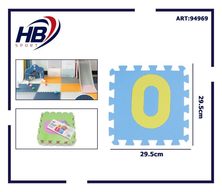 Tappeto Puzzle Per Bambini 10Pz Gioco Tappetino Morbido Numeri Colorati In Gomma