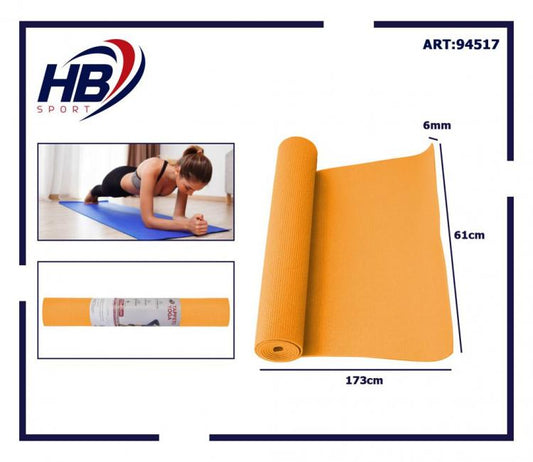 Tappetino Yoga Tappeto Aerobica Fitness Ginnastica Palestra Pilates 6mm Orange