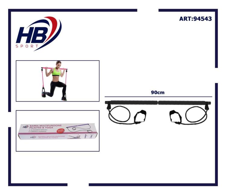 ATTREZZO ELASTICO LONG BARRA RESISTENZA CORDA ESERCIZI BRACCIA PILATES YOGA NERO