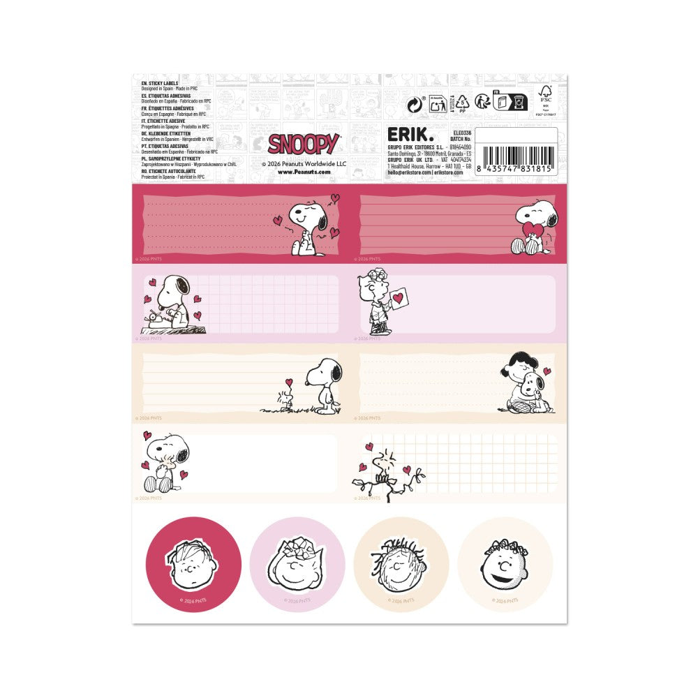 Gadget - Snoopy Love Season - Stickers Collection (12 Etichette Adesive) - Grupe Erik