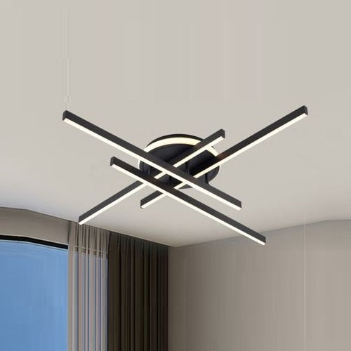 Plafoniera Moderna A Led 45 Watt Lampada Lampadario Nero Soffitto Fredda 6500K