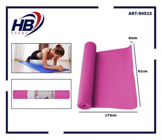 Tappetino Yoga Tappeto Aerobica Fitness Ginnastica Palestra Pilates 6mm Fucsia