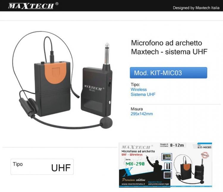 Microfono Wireless Ad Archetto Senza Fili Uhf Dj Karaoke Spettacolo | Kit-Mic03
