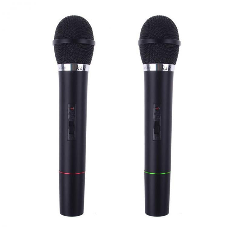 COPPIA MICROFONI PROFESSIONALI WIRELESS CON BASE CENTRALINA VHF BICANALI KARAOKE