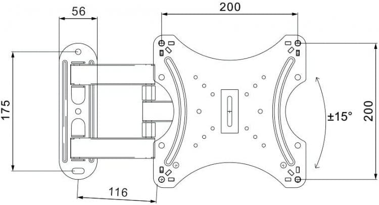 Fenner Tech Staffa Tv 14"-42" Full Motion Extra Slim 20Kg Braccio Snodabile Led