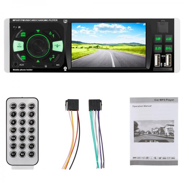 AUTORADIO STEREO PER AUTO 1 DIN SCHERMO 4.1" BLUETOOTH MP5 DOPPIO USB TF FM AUX