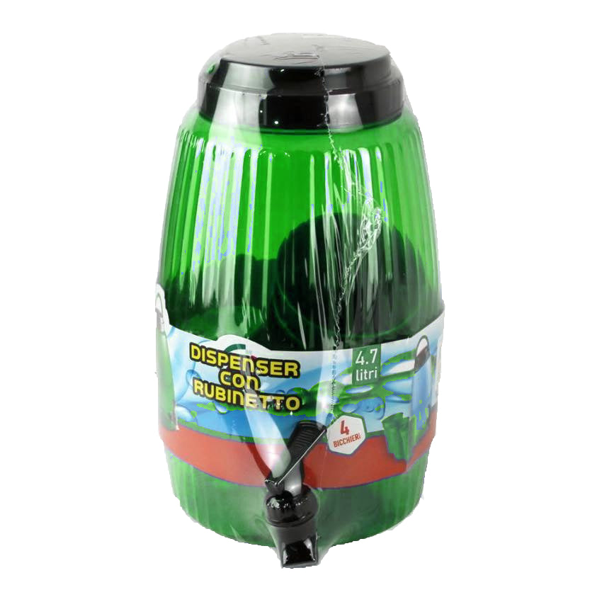 Dispenser Con Rubinetto Erogatore + 4 Bicchieri 4,7L Campeggio Picnic Ufficio