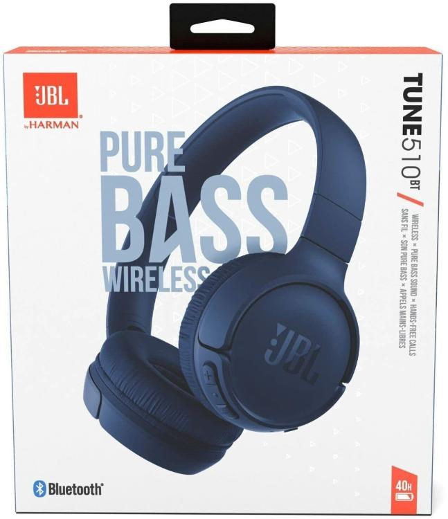 Jbl Cuffie Bluetooth Tune 510Bt On-Ear Pieghevole + Microfono Blue Ricaricabile