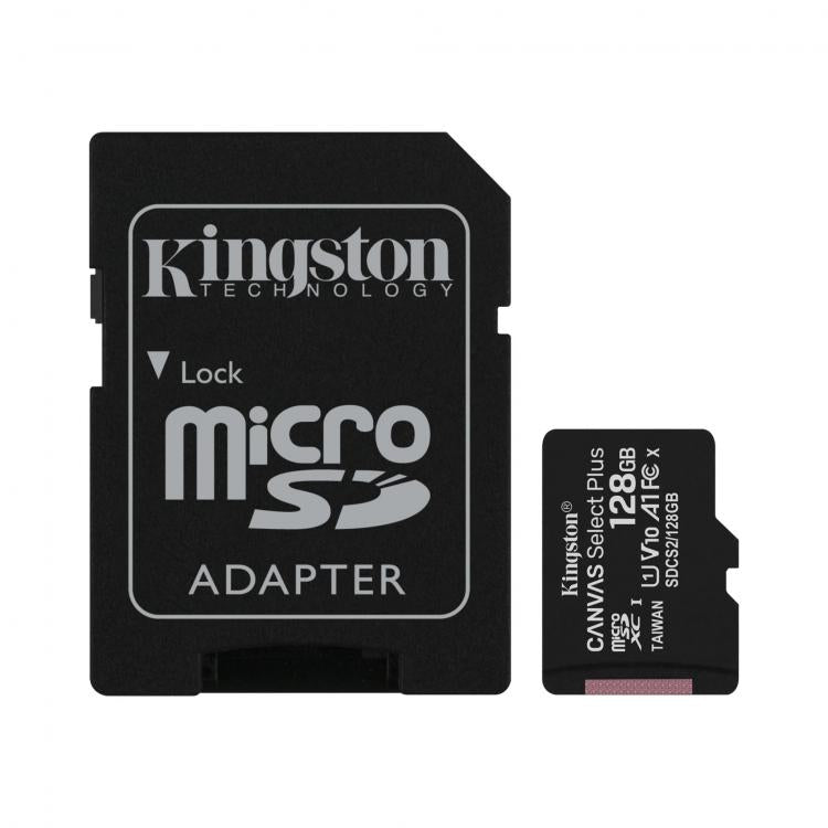 Kingston Micro Sd 128Gb + Adattatore Canvas Plus Sdcs2 32Gb Classe 10 100Mb/S