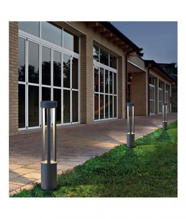 Lampione Giardino Lampada 12W Led Per Esterno Grigio Lampioncino Luce Calda Es28