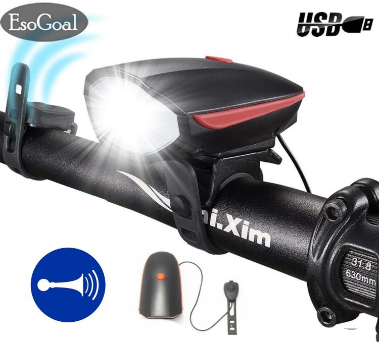 Luce Anterior Bici Led Torcia Fanale Faro Bicicletta Campanello Tromba Elettrico