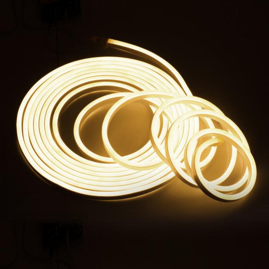 Kit 5M Striscia Strip Flex Led Bobina Neon Flessibile Tubo Esterno Bianco Caldo