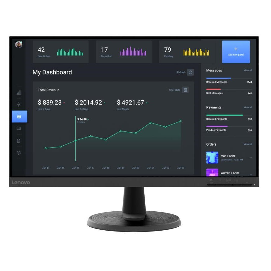 Lenovo Monitor 24" Led Full Hd C24-40 Vga/Hdmi Desktop FreeSync Pc Office 60,5cm