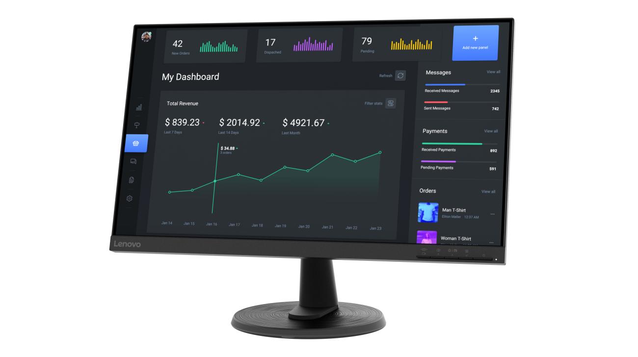Lenovo Monitor 24" Led Full Hd C24-40 Vga/Hdmi Desktop FreeSync Pc Office 60,5cm