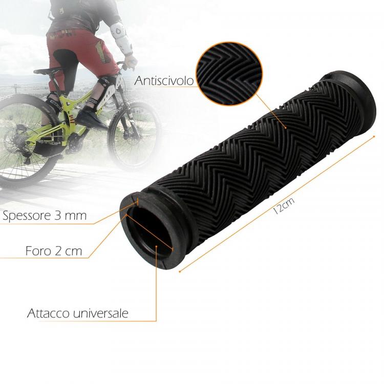 COPPIA MANOPOLE BICI ERGONOMICHE GOMMA BICICLETTA MTB BIKE MANUBRIO UNIVERSALE