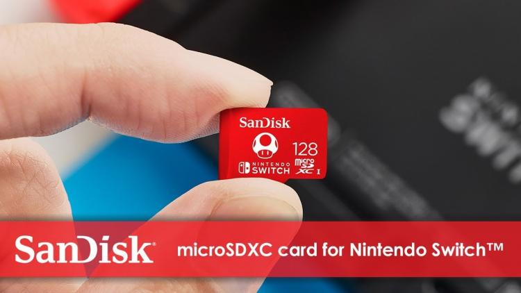 Nintendo Switch Sandisk Microsdxc 128Gb Memoria Micro Sd Scheda Ufficiale Mario