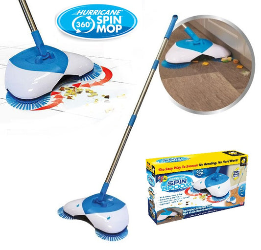 Spin Broom - Scopa Rotante Setole Pattumiera Aspirapolvere Manuale -No Elettrica