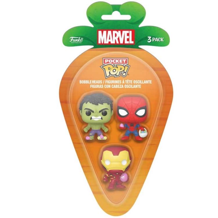 Funko Carrot Pocket Pop ! Marvel (Spider Man-Iron Man-Hulk) Vinyl Figure 4Cm