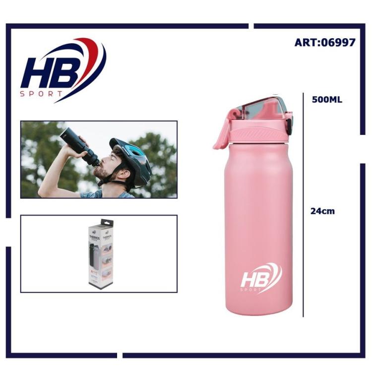 BORRACCIA TERMICA ACCIAIO INOX 500ml BOTTIGLIA THERMOS CON PIPETTA 12-24h ROSA
