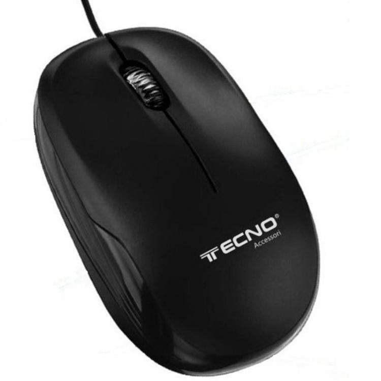 Tecno Mouse Ottico Usb Ambidestro 1200Dpi Cavo 120Cm Nero Retail Tc-14 Nero