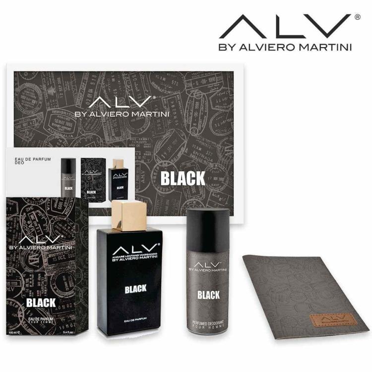 Alviero Martini Cofanetto Black Eau de parfum 100ml +Deodorante+ Portapassaporto