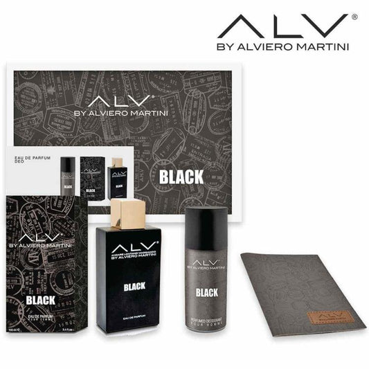 Alviero Martini Cofanetto Black Eau de parfum Profumo 100ml +Deodorante+ Portapassaporto