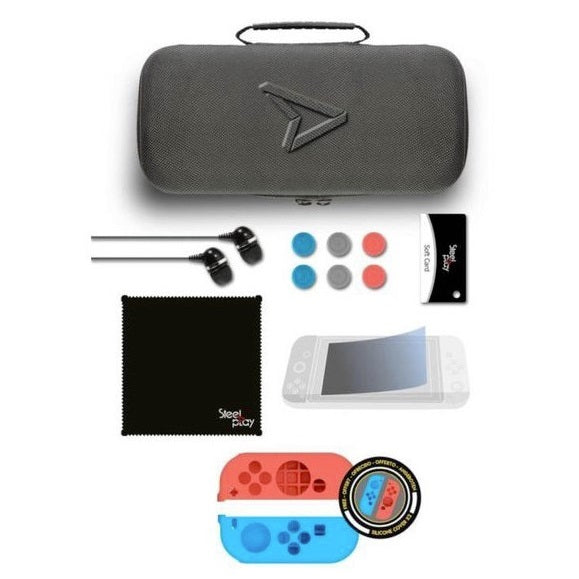 Steel-Play Custodia + 11 Accessori Nintendo Switch Cuffie Cover Joy-Con Schermo