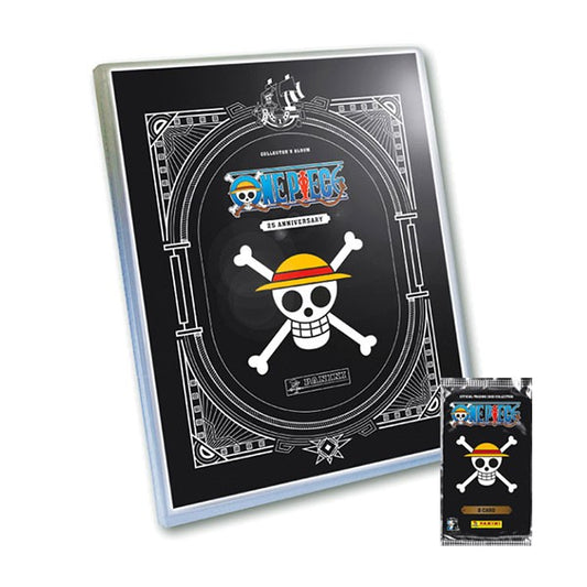 Panini One Piece 25Th Mega Starter Set Album Raccoglitore + 3 Bustine + 5 Card