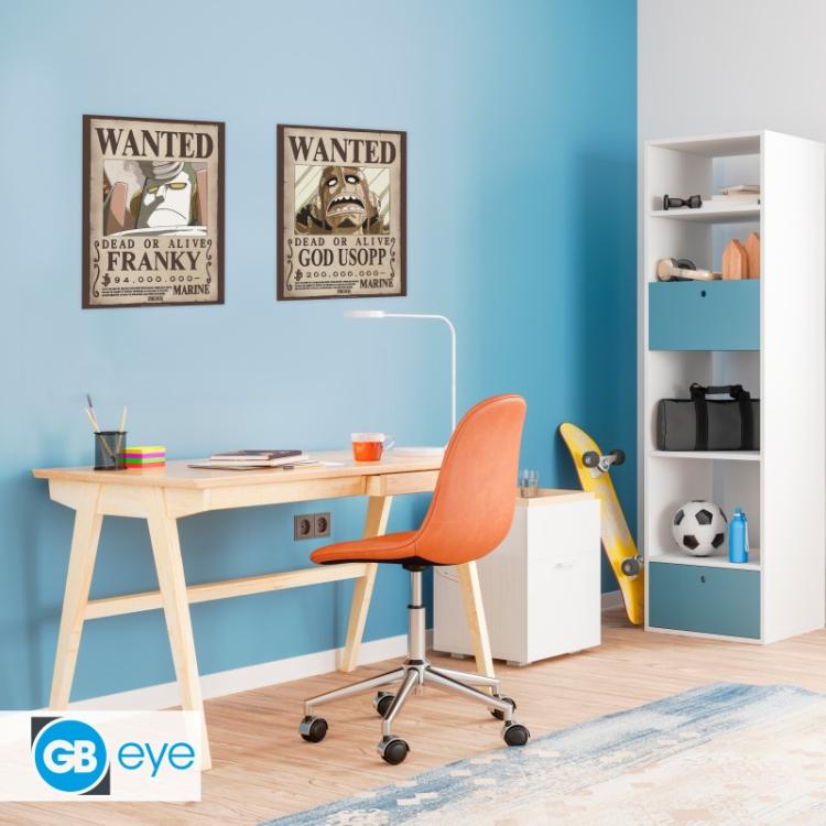 ABYSTYLE (ONE PIECE) SET 2 CHIBI POSTER: "WANTED USOPP/FRANKY" (52X38) "GB EYE"