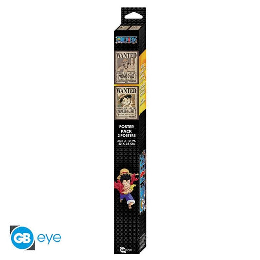 ABYSTYLE (ONE PIECE) SET 2 CHIBI POSTER: "WANTED LUFFY & ACE" (52X38) "GB EYE"