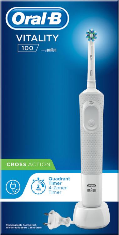 Oral-B Vitality 100 Crossaction Spazzolino Elettrico Ricaricabile Denti Bianchi