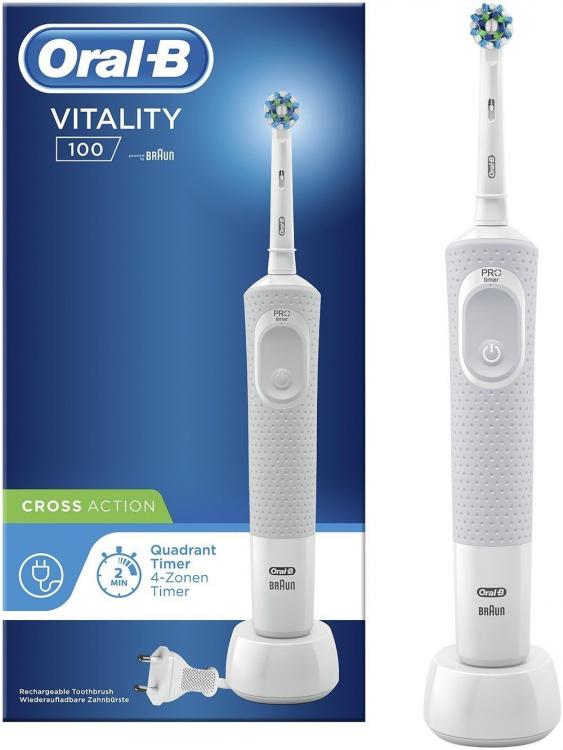 Oral-B Vitality 100 Crossaction Spazzolino Elettrico Ricaricabile Denti Bianchi