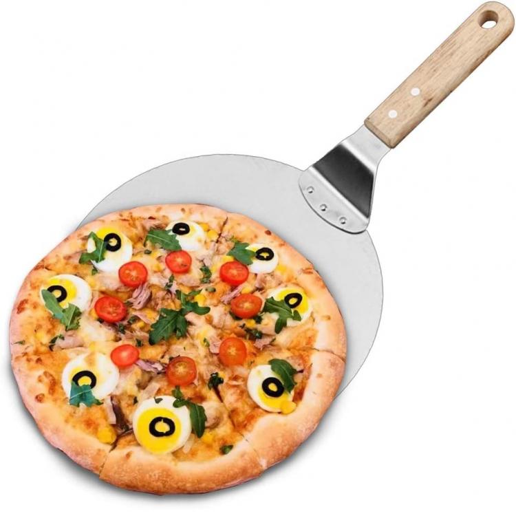Spatola Per Pizza Manico Di Legno Pala Rotondo Paletta Acciaio Forno | Ø 20.5