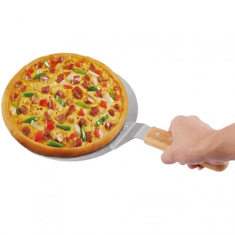 Spatola Per Pizza Manico Di Legno Pala Rotondo Paletta Acciaio Forno | Ø 20.5