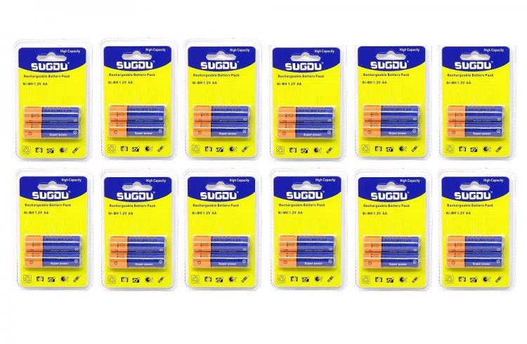 24 BATTERIE PILE STILO AA RICARICABILI UNIVERSALI Ni-MH 1.2V 5300mAh 12 BLISTER