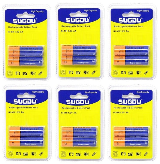 12 BATTERIE PILE STILO AA RICARICABILI UNIVERSALI Ni-MH 1.2V 5300mAh 6 BLISTER