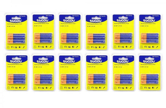 24 BATTERIE PILE STILO AA RICARICABILI UNIVERSALI Ni-MH 1.2V 5300mAh 12 BLISTER