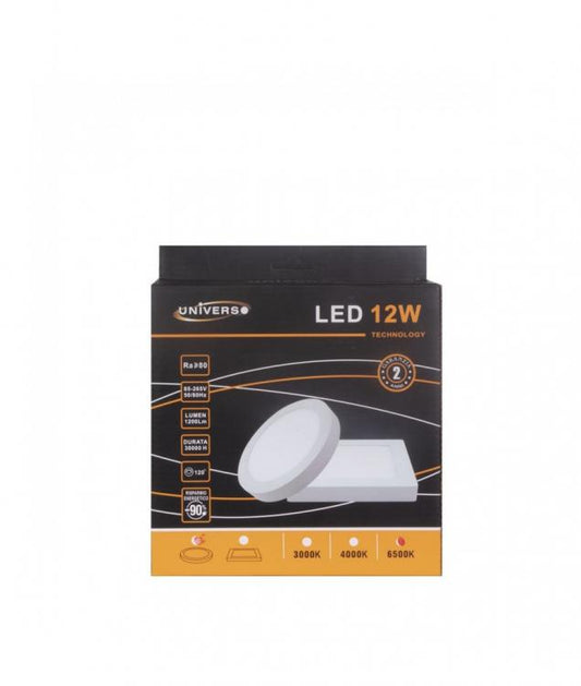 Plafoniera Esterno A Led Faretto Faro Pannello Rotondo | 12W Luce Naturale 4000K