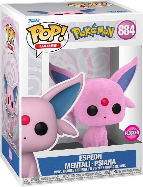 Funko Pop ! Games Pokemon - (884) Espeon Mentali Psiana Flocked Vinyl Figure 9Cm