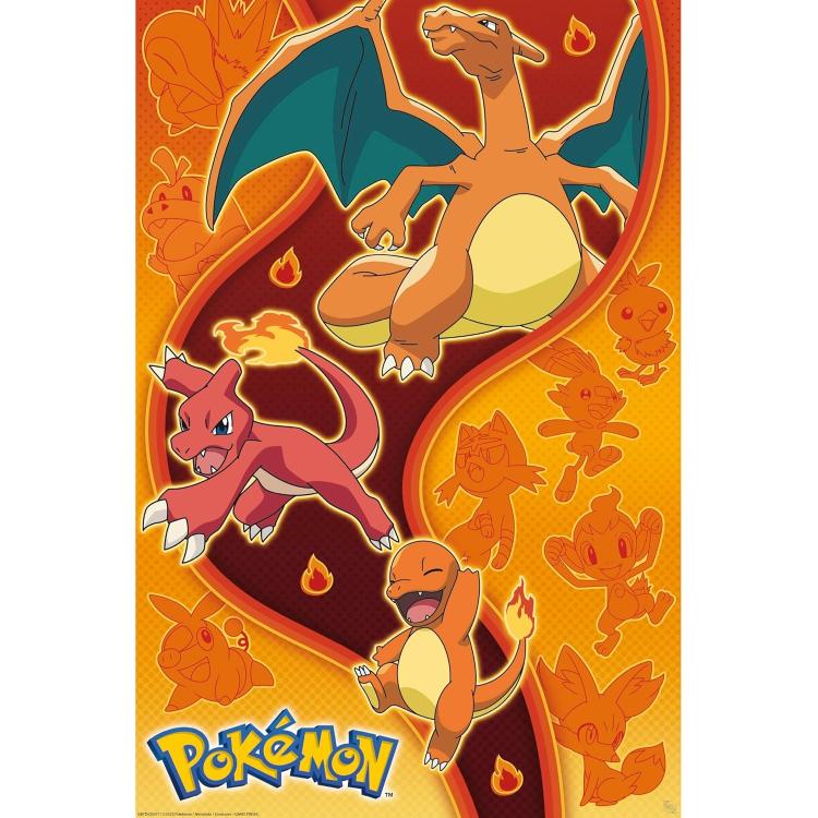 ABYSTYLE (POKEMON ) MAXY POSTER: "FUOCO" CHARIZARD/CHARMANDER (91,5X61cm) GB EYE