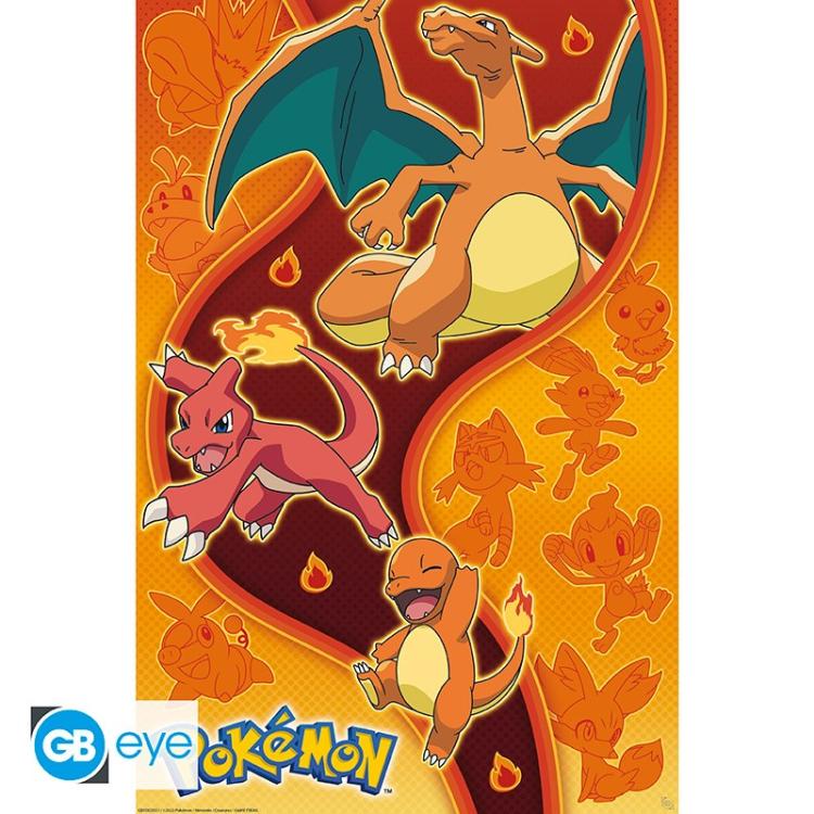 ABYSTYLE (POKEMON ) MAXY POSTER: "FUOCO" CHARIZARD/CHARMANDER (91,5X61cm) GB EYE