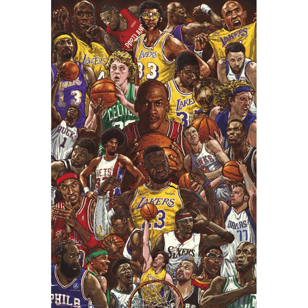 Maxi Poster Sport: Basketball (Superstars) NBA Basket da Parete Incorniciabile 91x61 cm Carta Lucida Licenza Ufficiale