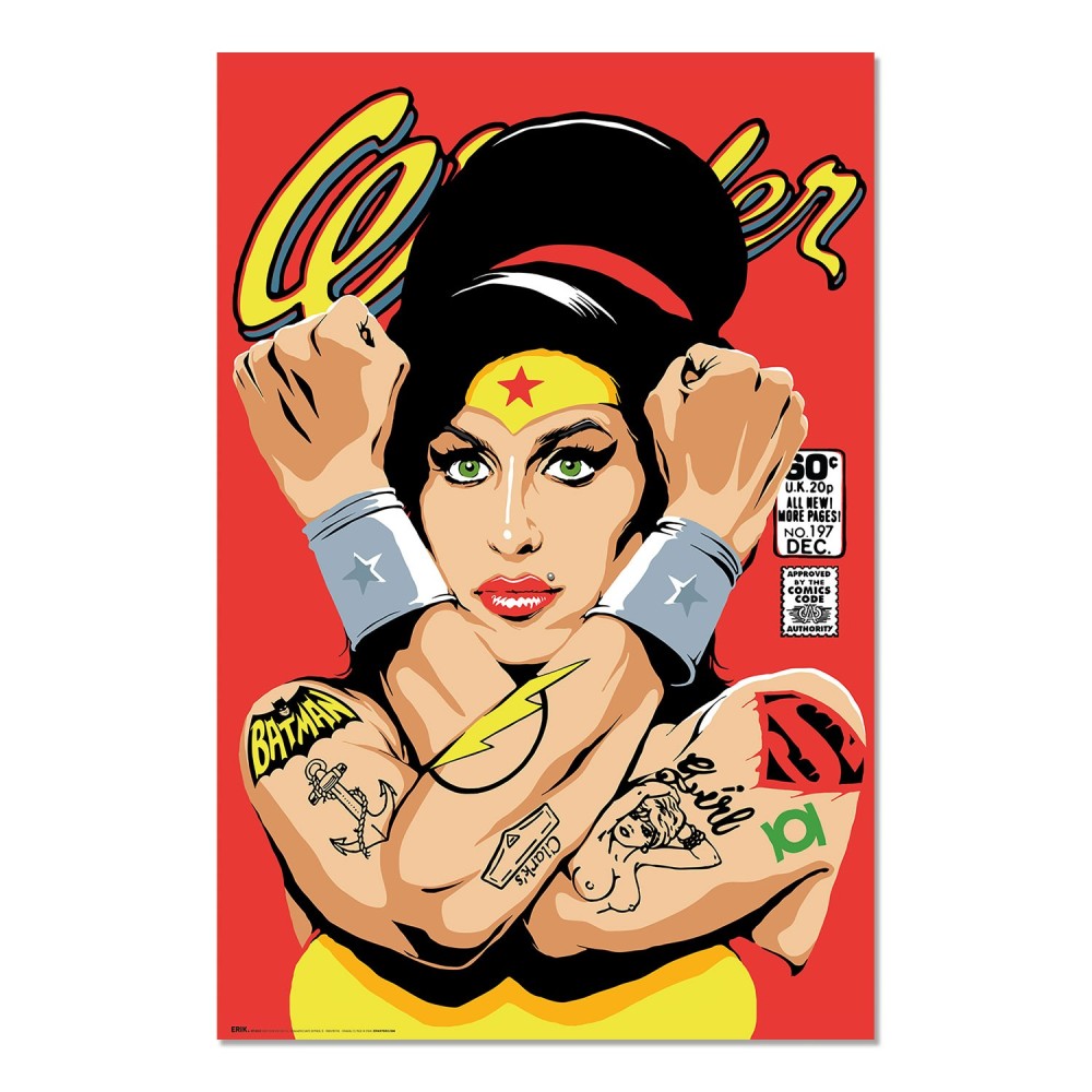 Maxi Poster Music Artist: Macellaio Billy (Rehab Wonder) da Parete Incorniciabile 91x61 cm Carta Lucida Licenza Ufficiale Amy Winehouse/Wonder Woman