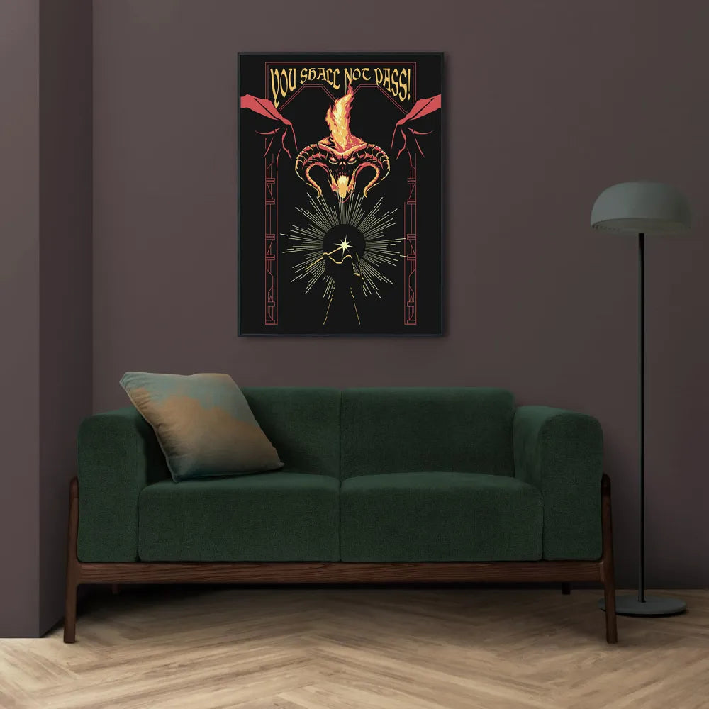 Poster Premium Luminoso Il Signore degli Anelli Balrog Illumina al Buio 50x70cm Luminescente