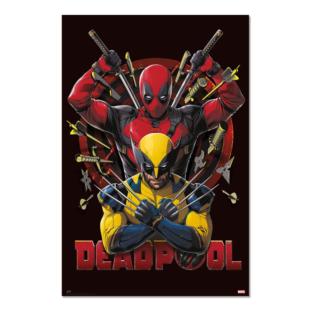 Maxi Poster Marvel (Deadpool e Wolverine 2) a Parete per Cameretta Nerd, Ragazzi, Regalo, Licenza Ufficiale, Incorniciabile 91 x 61 cm