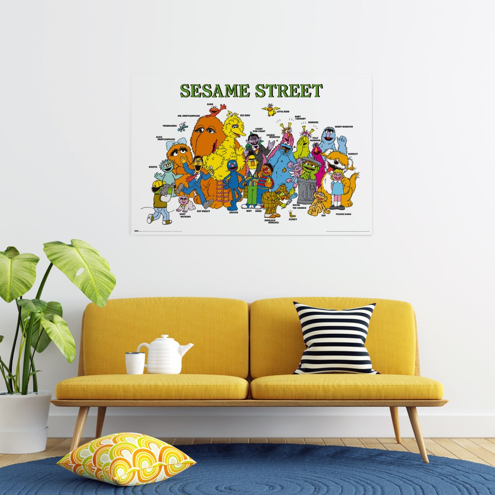 Maxi Poster Sesame Street (Personaggi) da parete per Cameretta Bambini Incorniciabile 91x61 cm